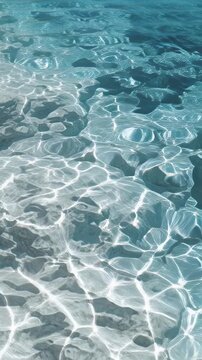 Clear turquoise water surface with sunlight reflections and gentle ripples.