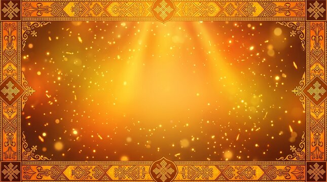 Meskel festival banner background, vibrant golden yellow and orange gradient, radiant ceremonial bonfire-inspired glow