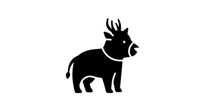 Black silhouette of a bison standing.