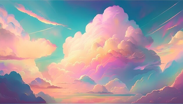 Dreamy Cloud Yk Iridescent Pastel Nostalgic Texture Background Generative Ai