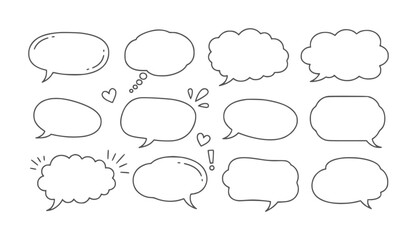Fototapeta premium Collection of twelve hand drawn speech bubbles and thought bubbles talk communication