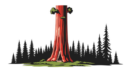 Giant sequoia tree trunk in a redwood forest landscape © evol