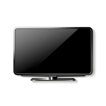 Elegant flat screen television illustration displaying a blank glossy display panel with realistic corner lighting reflections.