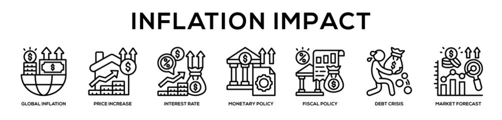 Fototapeta premium Inflation Impact web banner icon illustration concept
