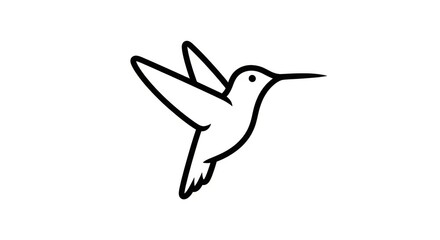 Obraz premium Hummingbird in Flight Simple Line Art.