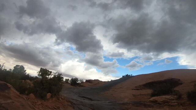 Immersive UTV experience through Moab Utah with sandstone formations and canyon scenery