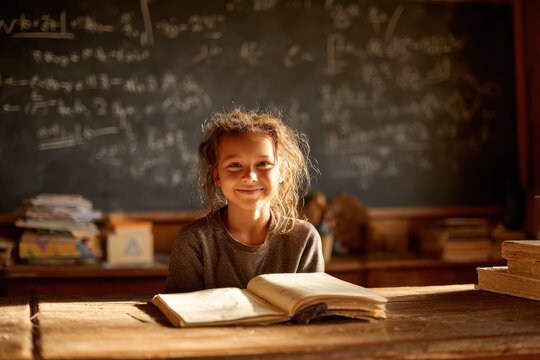 Bright classroom moment: curious student practicing arithmetic and geometry with notebooks and pencil