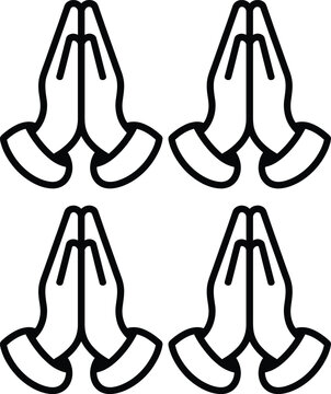 Hands folded in prayer position four times black and white