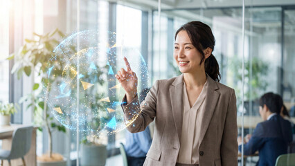 Fototapeta premium Business Professional Collaborating with Artificial Intelligence Concept