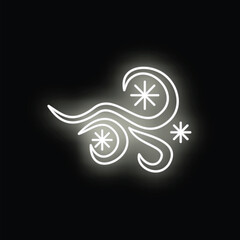 Fototapeta premium Illuminated neon line icon representing blowing wind and weather conditions