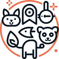 Obraz premium Cute Cartoon Dog and Cat Icon Set Vector Illustration