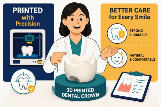 3D Printed Dental Crown Illustration for Modern Oral Care and Dentistry