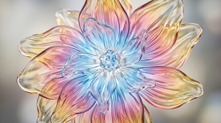 Obraz premium Abstract neon glass effect colorful iridescent flower sculpture