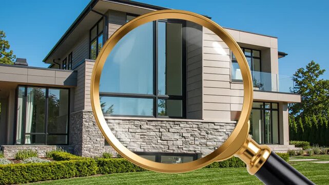 Modern house with magnifying glass