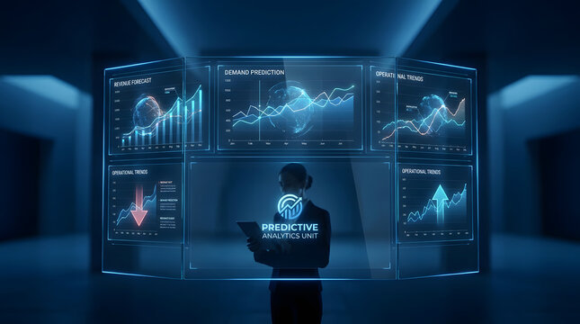  futuristic high tech modern workplace.