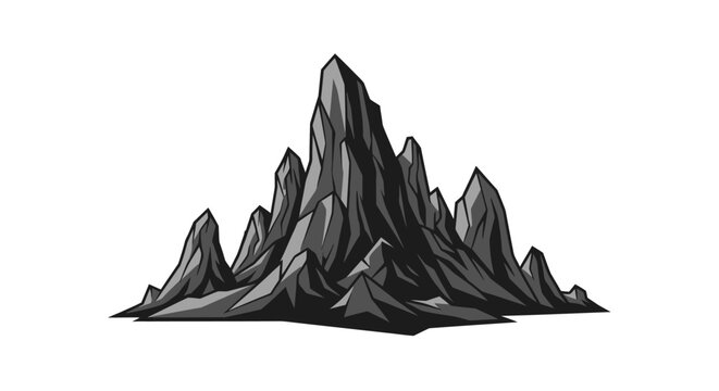 Dark jagged mountain silhouette illustration with rocky peaks and dramatic shadows