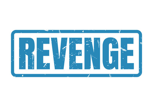 Bold blue grunge stamp with the text REVENGE suitable for artistic projects and conceptual imagery