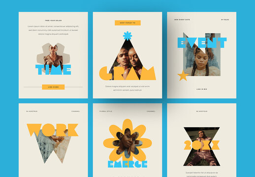 Social Media Set with Blue and Yellow Accent