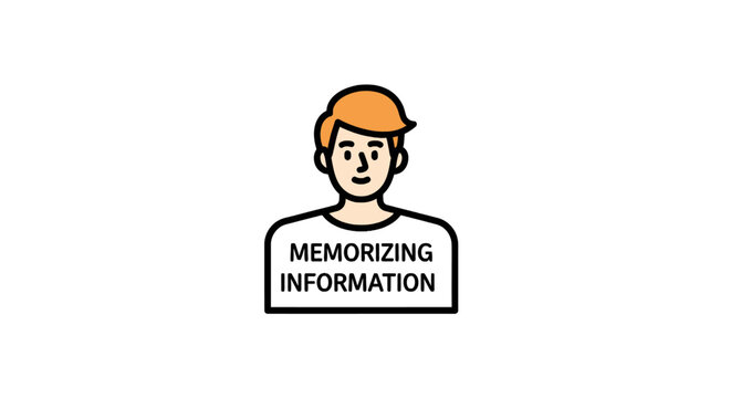Cartoon man memorizing information.