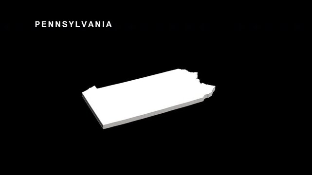 Pennsylvania state map isometric 3d animation