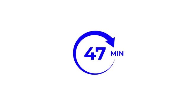 circle arrow 47 min in a and clean animation on a white background