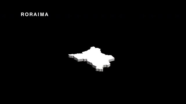 Roraima state brazil map rotating in 3d