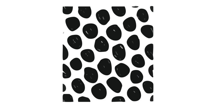 Seamless pattern with hand drawn black circles and irregular dots on a simple minimal style