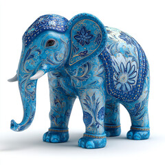 Obraz premium Decorative blue elephant figurine with floral patterns