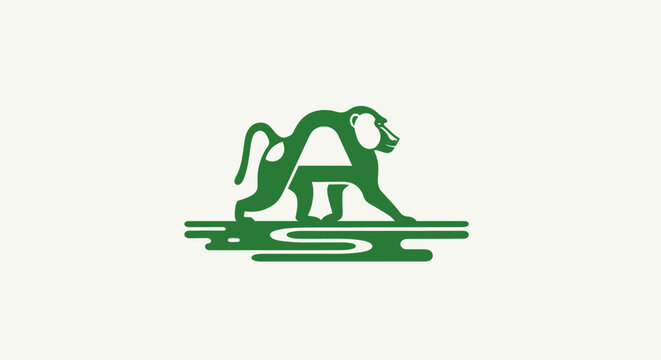 Green stylized monkey logo on white background.