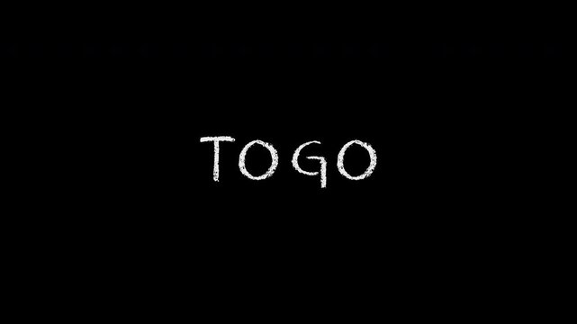 Animated togo country name writing on black background