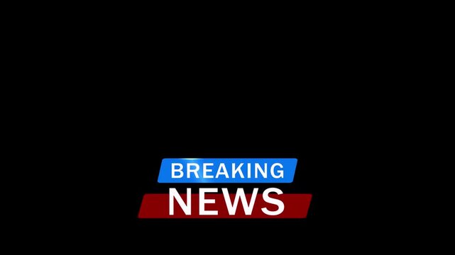 Breaking News text loop animation on black background. Broadcast News Animation Video. Breaking news lower third animation for update news media, TV broadcast and customizable video production