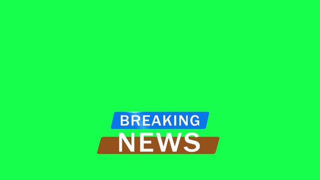 Breaking News text loop animation on green background. Broadcast News Animation Video. Breaking news lower third animation for update news media, TV broadcast and customizable video production