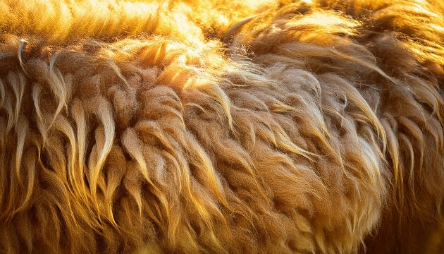 full frame close up of golden sheep s wool in sunlight