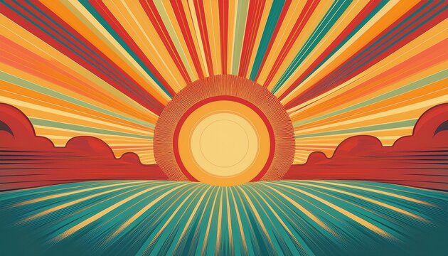 vintage sun retro background trendy with bright colours perfect for poster wallpaper banner and backdrop