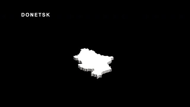 Animated 3d map of donetsk oblast region of ukraine