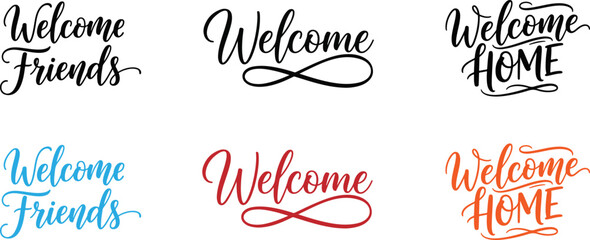 Welcome sign typography collection friendly home decor ideas © MDKHAYRUL
