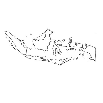 Indonesia Archipelago map, line style