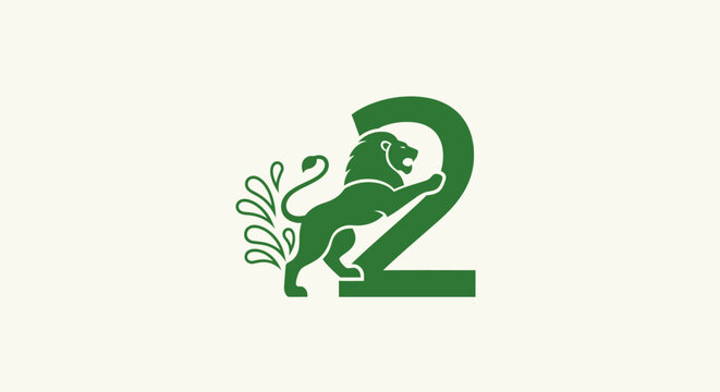 Green lion logo with number two design element.