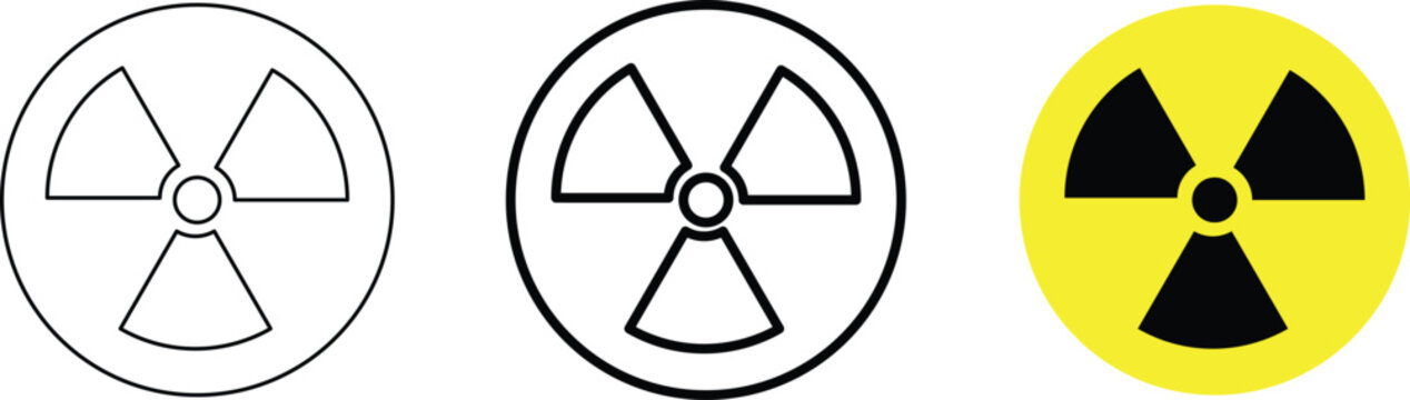 Radiation Hazard Icon Vector, Radioactive Warning Symbol, Nuclear Danger Sign.