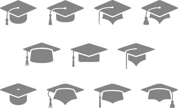 Collection of graduation caps symbolizing education and achievement