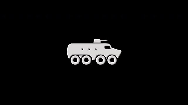 Armored personnel carrier icon animation with glitch effect