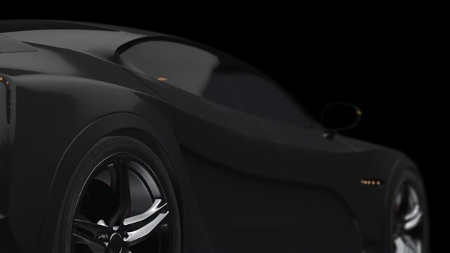 Seamless visual push past vehicle body panel into operating V8 drivetrain. Car Industry Related High Quality 3D 4K Animation.