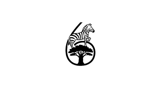 Zebra and Tree Silhouette Logo Design.
