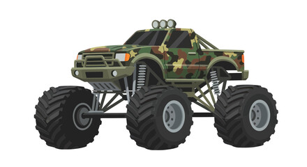 Monster truck with camouflage paint and massive wheels © fufu