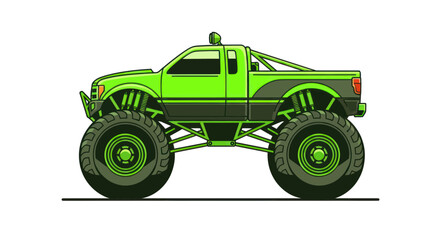 Green monster truck with massive tires and high suspension © fufu