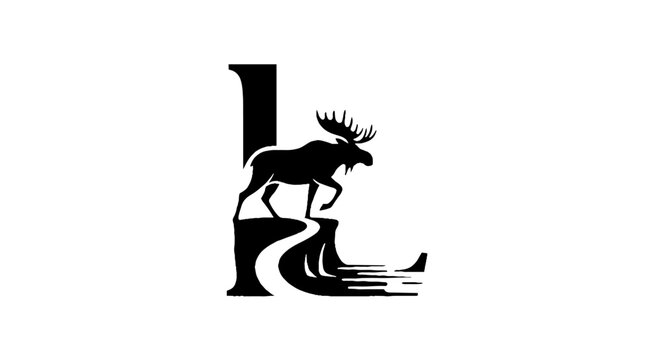 Moose silhouette integrated with letter L design.