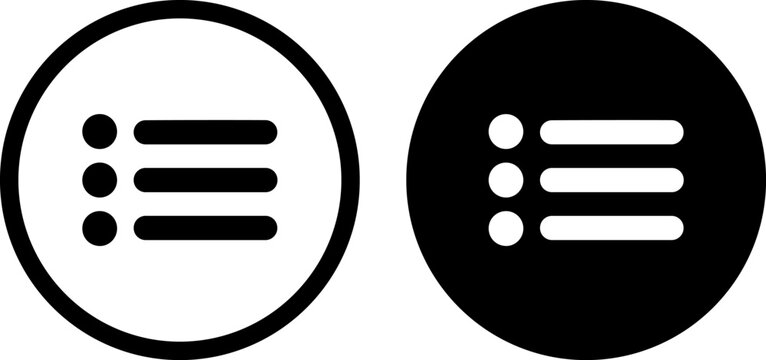 Bullet list icon set, menu button symbol, vector illustration