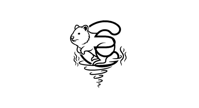 Cute squirrel illustration with swirling tail design.