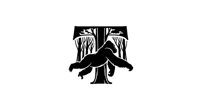 Black panther resting on tree branches illustration.