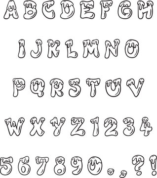 Handwritten frosted donut cake food sketch typography font lettering ABC cartoon vector text